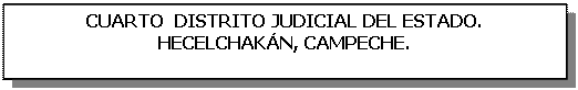 Cuadro de texto: CUARTO  DISTRITO JUDICIAL DEL ESTADO.  HECELCHAKÁN, CAMPECHE.    