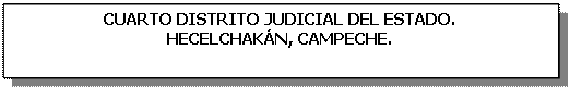 Cuadro de texto: CUARTO DISTRITO JUDICIAL DEL ESTADO.  HECELCHAKÁN, CAMPECHE.    