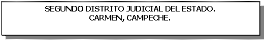 Cuadro de texto: SEGUNDO DISTRITO JUDICIAL DEL ESTADO.  CARMEN, CAMPECHE.    